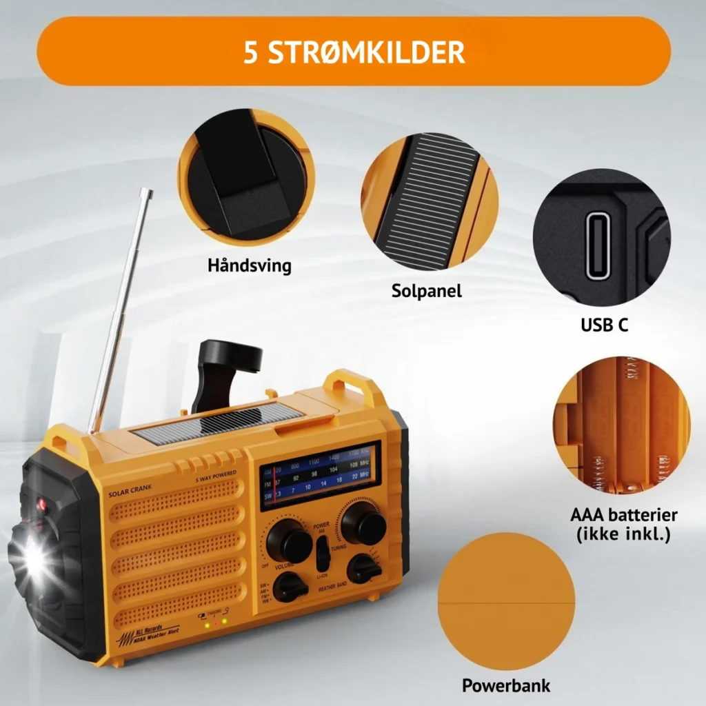 FM radio Nødradio_orange_strømkilder